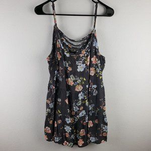 Torrid Women's Size 2 Floral Print Crossback Tiered Cami‎ Gray Vintage Wash